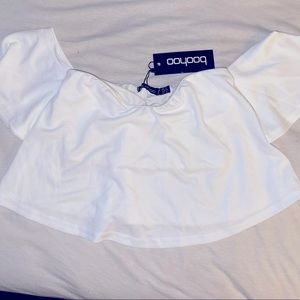 Boohoo white bardot tube top